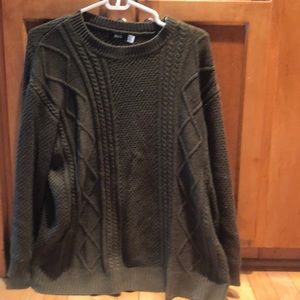 Green BDG cable knit long sleeve oversized sweater